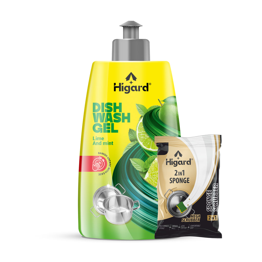 Dishwash Gel Liquid 250ml + Higard Scrubber 2in1 Free