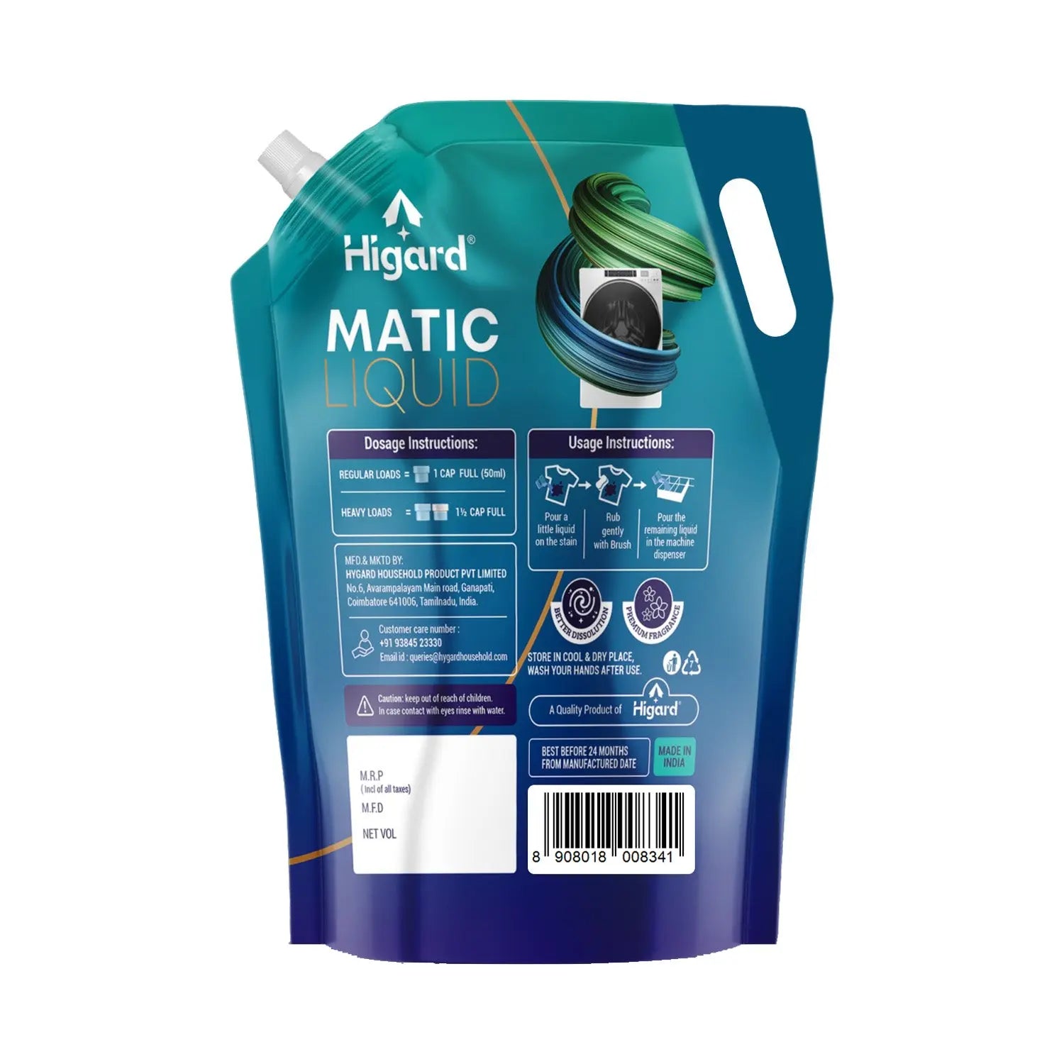 Front Load Matic Liquid Detergent 2L | Super Sever Pack Higard